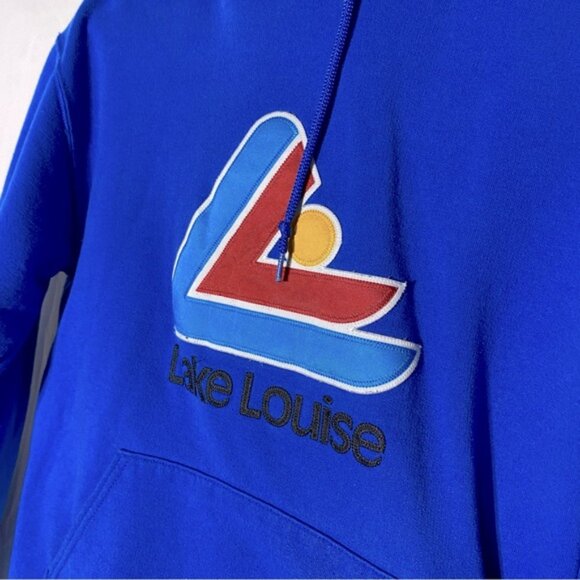 Vintage Jerzees Blue Lake Louise Pullover Hoodie S - Picture 9 of 16